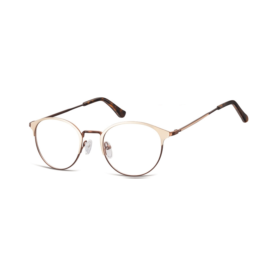 Oprawki okularowe Lenonki damskie stalowe Sunoptic 973C złoto-kawowe
