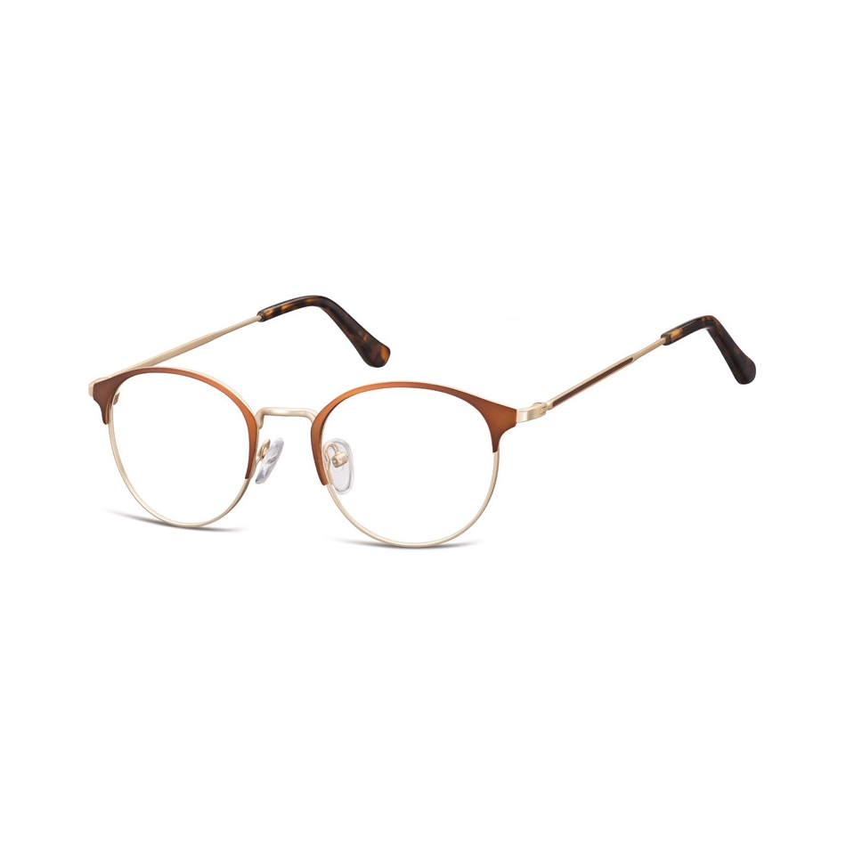 Oprawki okularowe Lenonki damskie stalowe Sunoptic 973D kawowo-złote