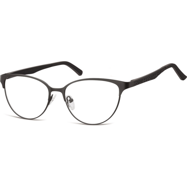 Oprawki okularowe kocie oczy damskie stalowe,giętki zausznik Sunoptic 980 czarne 