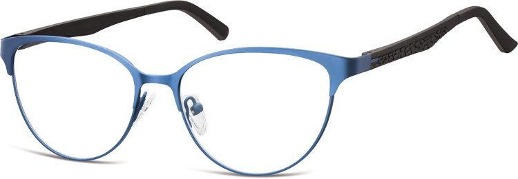 Oprawki okularowe kocie oczy damskie stalowe,giętki zausznik Sunoptic 980A niebieskie