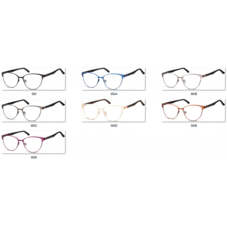Oprawki okularowe kocie oczy damskie stalowe,giętki zausznik Sunoptic 980B jasne grafitowe