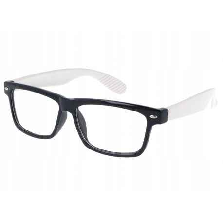 Okulary zerówki nerdy   XL-272A czarno-białe
