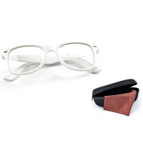Białe okulary zerówki Kujonki nerdy  nerdy 