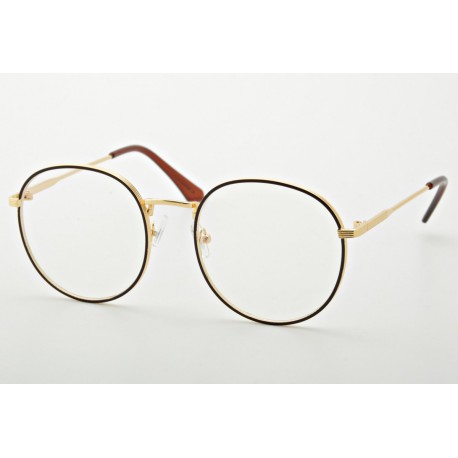 Lenonki okulary z filtrem zerówki z ANTYREFLEKSEM złoto-brązowe 2525-4