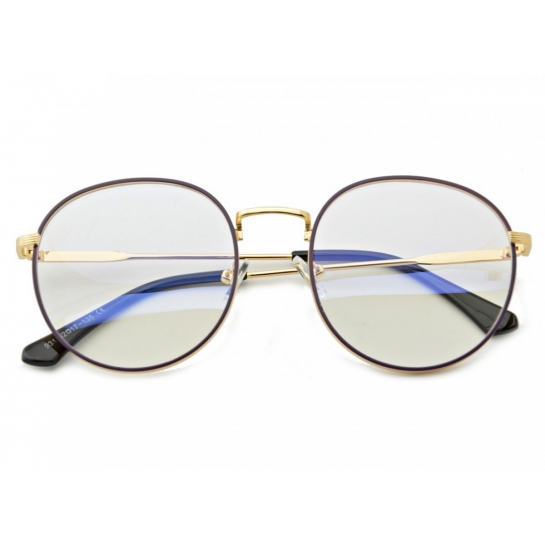 Lenonki okulary z filtrem zerówki z ANTYREFLEKSEM złoto-fioletowe 2525-3