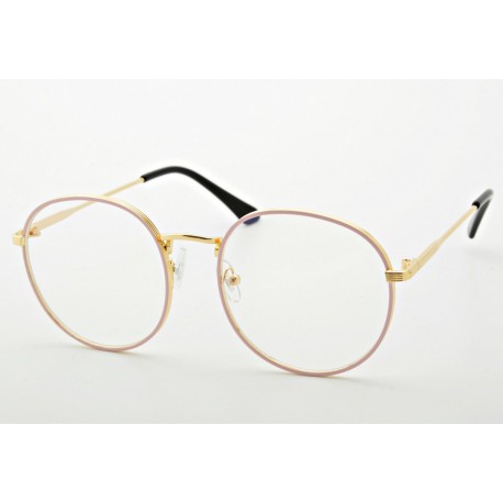 Lenonki okulary z filtrem zerówki z ANTYREFLEKSEM złoto-różowe 2525-2