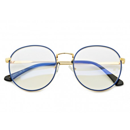 Lenonki okulary z filtrem zerówki z ANTYREFLEKSEM złoto-niebieskie 2525-1