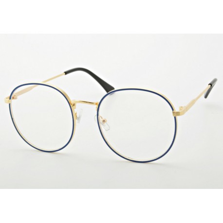 Lenonki okulary z filtrem zerówki z ANTYREFLEKSEM złoto-niebieskie 2525-1
