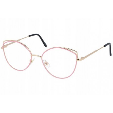 Okulary z filtrem zerówki DAMSKIE kocie oczy z antyrefleksem Pink 2527-4
