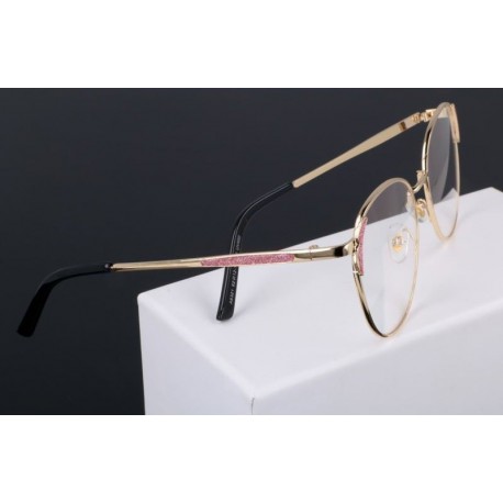 Owalne metalowe Okulary z filtrem DAMSKIE złote z antyrefleksem 2528-3
