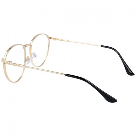 Owalne metalowe Okulary z filtrem DAMSKIE złote z antyrefleksem 2526-1