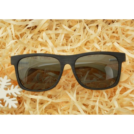 Drewniane okulary BAMBUSOWE nerdy przeciwsłoneczne z polaryzacją POL-852