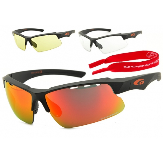Sportowe okulary z wymiennymi szybami + pasek GOGGLE T579-1