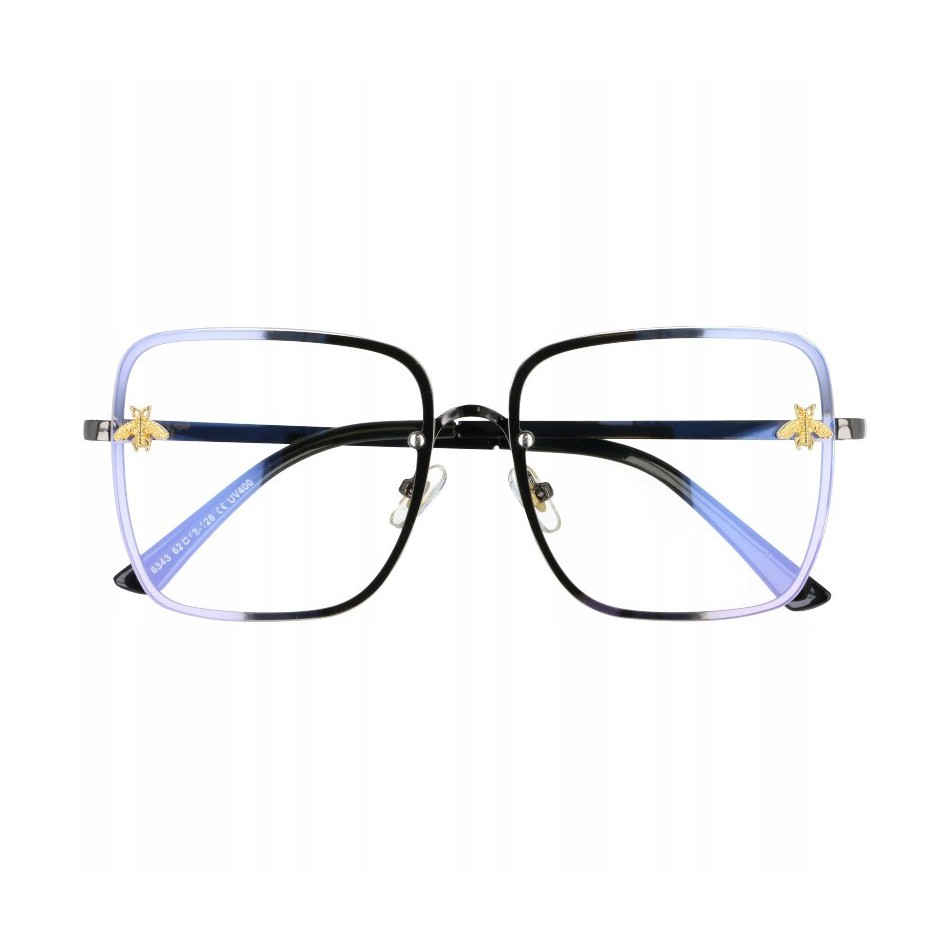 Okulary Kwadratowe z filtrem światła niebieskiego do komputera zerówki 2535-1