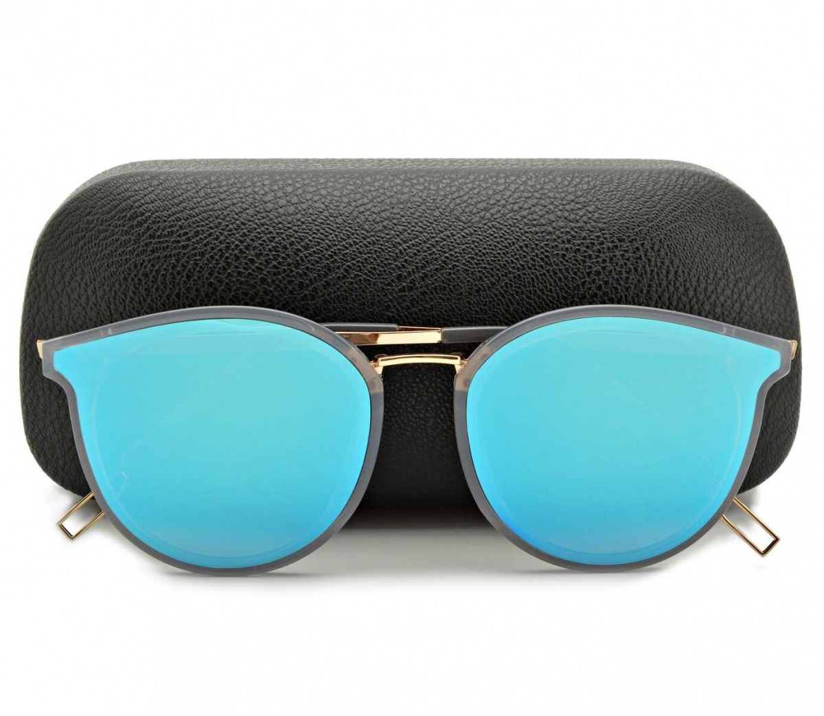 Okulary Kocie przeciwsłoneczne damskie Lustrzane niebieskie STD-52