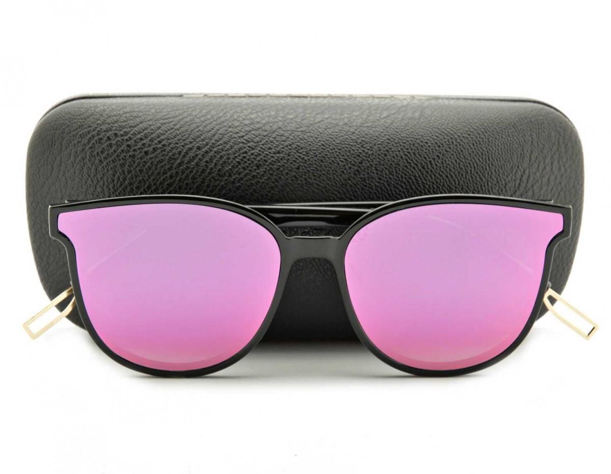 Okulary Kocie przeciwsłoneczne damskie Lustrzane różowe STD-53