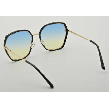 Okulary przeciwsłoneczne sześciokątne Damskie Glam czarne  STD-86