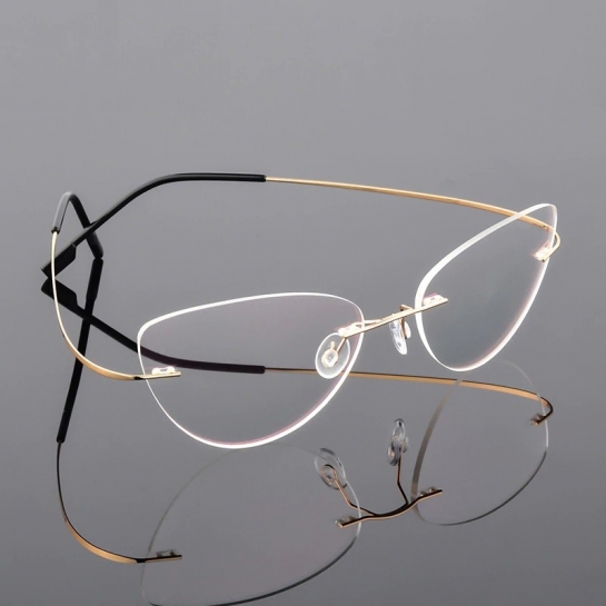 Złote okulary bez ramek dla kobiet z antyrefleksem SCH-501