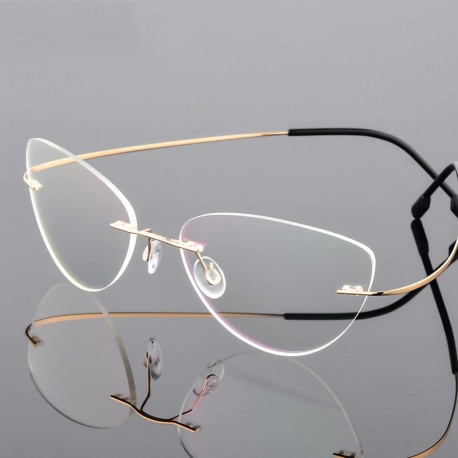 Złote okulary bez ramek dla kobiet z antyrefleksem SCH-501