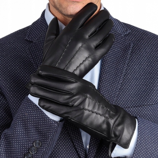Rękawiczki Eco Skóra męskie dotykowe ocieplane 'miś' RKW1-M rozm.M