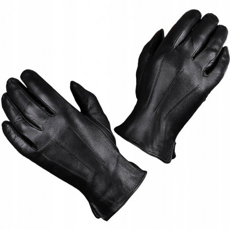 Męskie skórzane Rękawiczki dotykowe ocieplane polarkiem r.S - RKW7-S