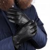Męskie skórzane Rękawiczki dotykowe ocieplane polarkiem r.M - RKW7-M