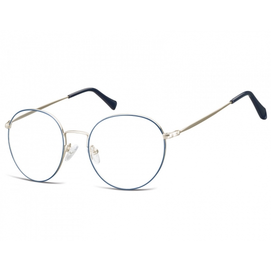 Lenonki okrągłe Okulary oprawki optyczne 915F srebrno-niebieskie