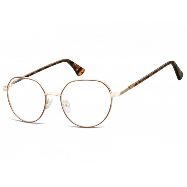Lenonki okrągłe Okulary oprawki optyczne 916A złoto-brązowe