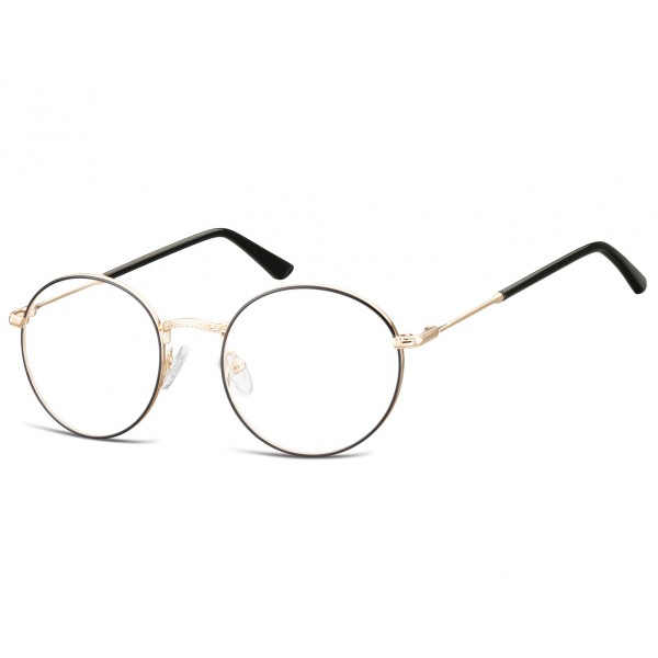 Lenonki okrągłe Okulary oprawki optyczne 919A złoto-czarne