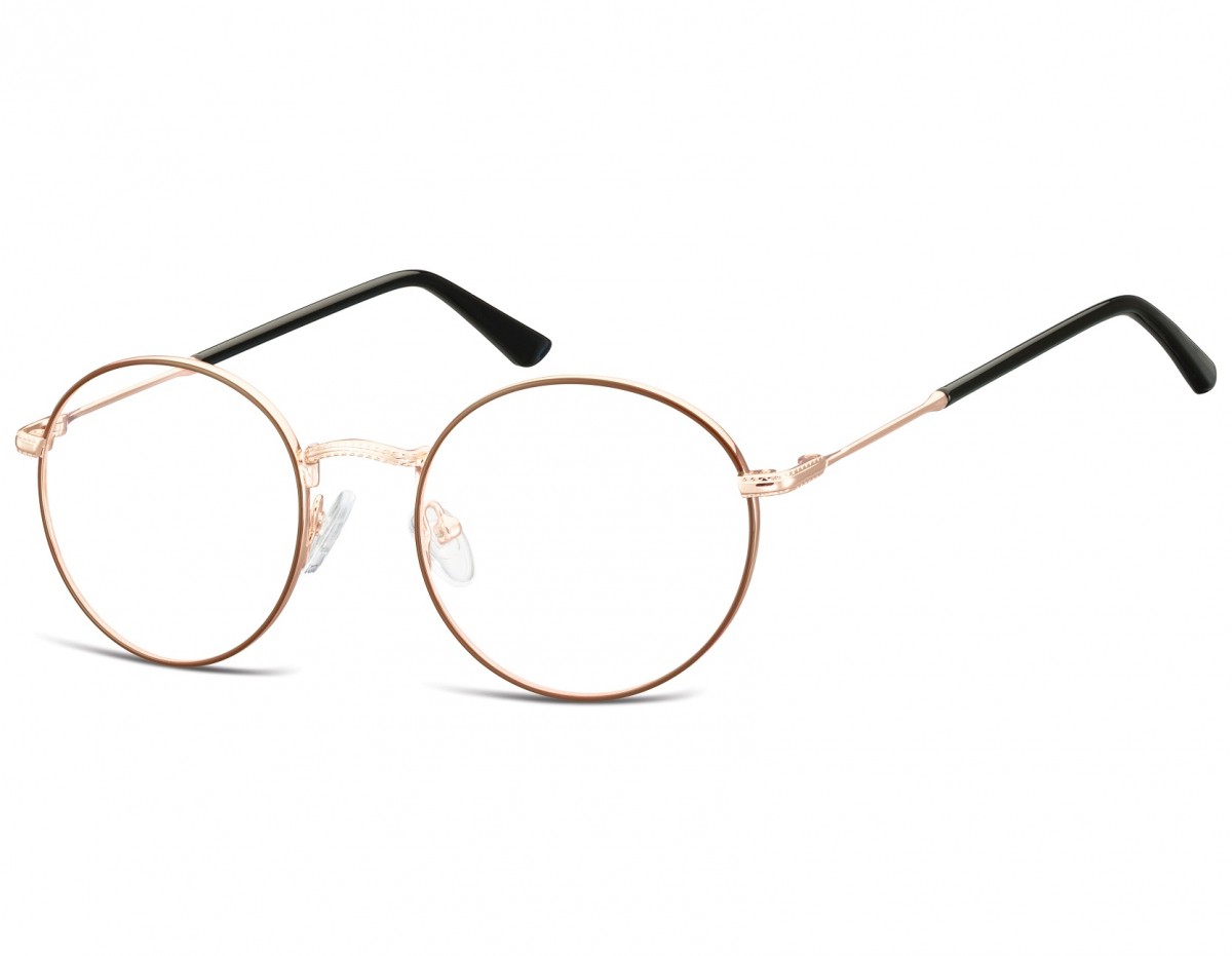 Lenonki okrągłe Okulary oprawki optyczne 919C złoto-brązowe