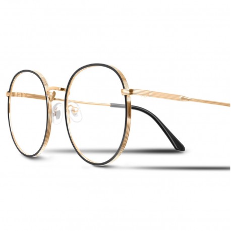 Lenonki okulary z filtrem zerówki z ANTYREFLEKSEM złoto-czarne 2525