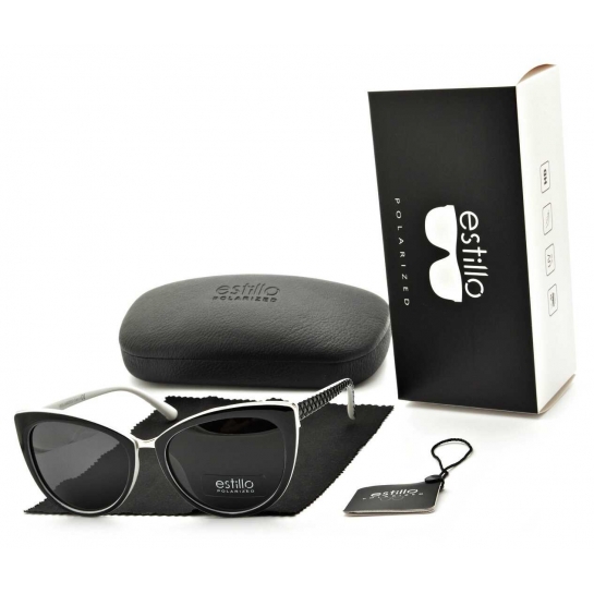 Damskie okulary przeciwsłoneczne polaryzacyjne czarno-białe EST-02