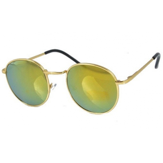 Okulary Lenonki Febe 232A lustrzanki złoto zielone hippie retro