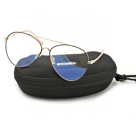 Duże damskie okulary Pilotki z filtrem światła niebieskiego do komputera zerówki 2529-7