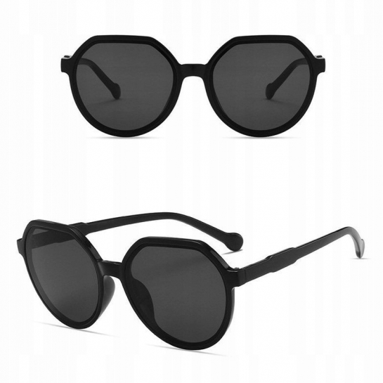 Duże okulary Przeciwsłoneczne czarne Lenonki Retro STL14