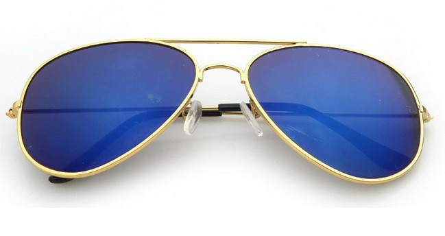 Okulary Aviator złoto-niebieskie Pilotki przeciwsłoneczne 3025