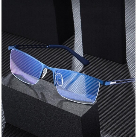 Niebieskie Żyłkowe męskie okulary do komputera TV smartfona BLUE LIGHT zerówki czarne 2596B