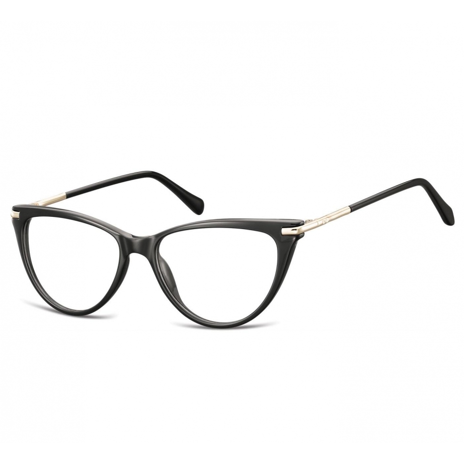 Okulary oprawki optyczne zerówki korekcyjne Kocie Oczy damskie AC1 czarno-złote