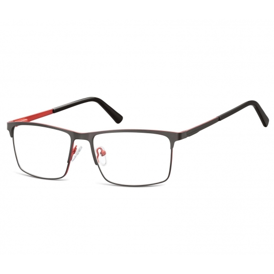 Okulary zerówki korekcyjne Nerd Prostokątne Flex 909 czarno-czerwone