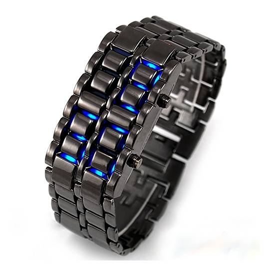 Zegarek LED Japan Style Bransoleta Samuraj czarno-niebieski