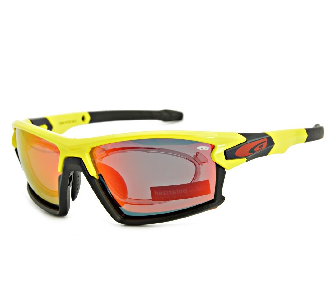 Żółte okulary sportowe z ramką korekcyjną Polaryzacyjne GOGGLE E558-1PR
