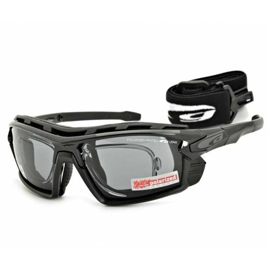 Polaryzacyjne okulary sportowe przeciwsłoneczne GOGGLE T557-1PR Korekcja + Pasek + Gąbka