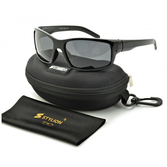 Męskie sportowe okulary przeciwsłoneczne czarne z polaryzacją SPD186