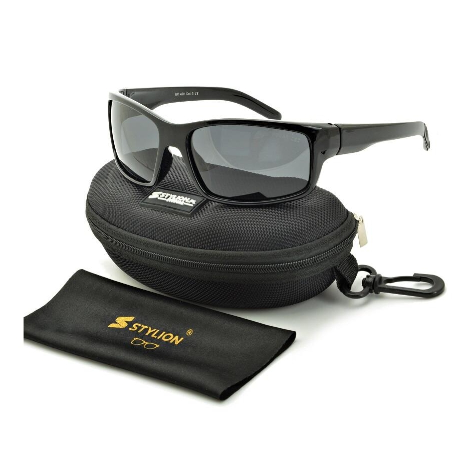 Męskie sportowe okulary przeciwsłoneczne czarne z polaryzacją SPD186