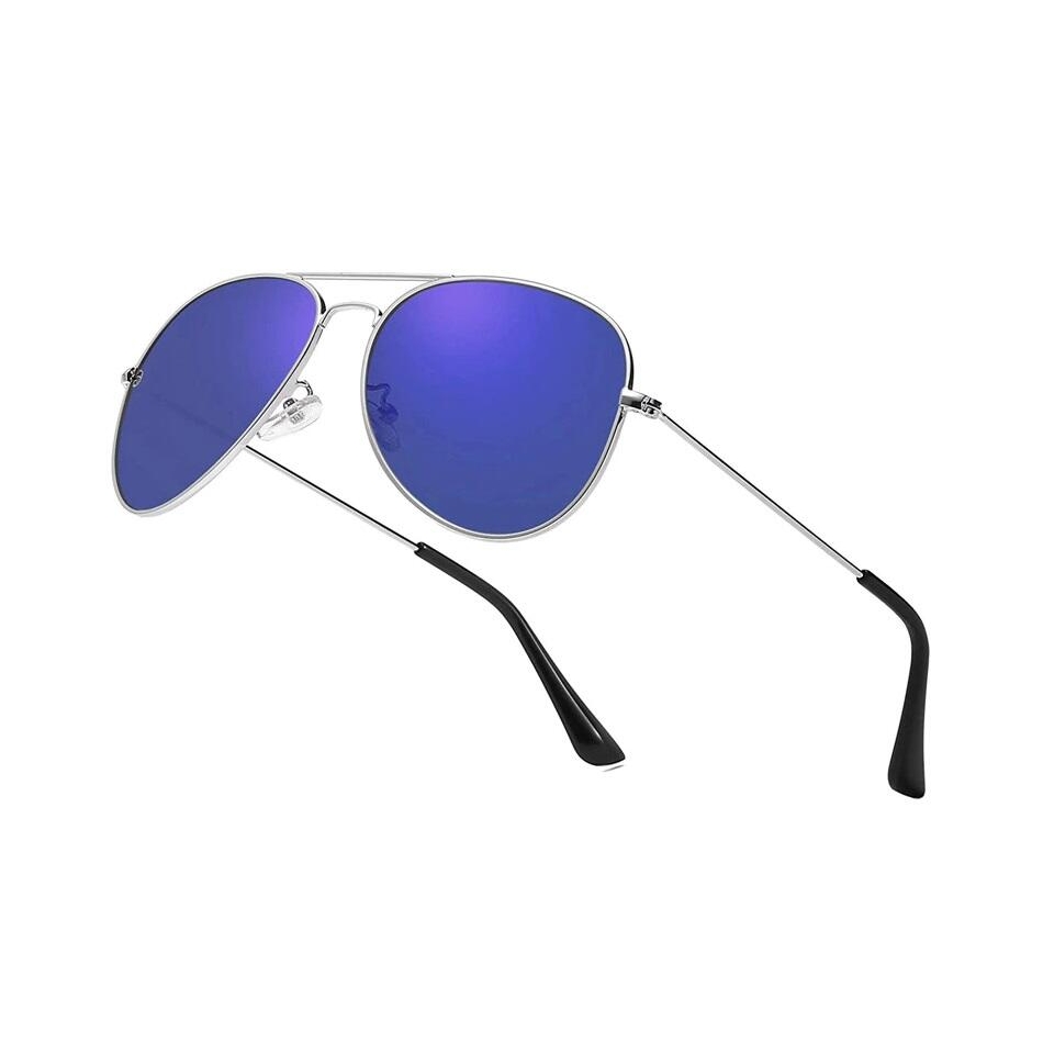 Okulary Pilotki srebrno niebieskie aviator przeciwsłoneczne 2163c