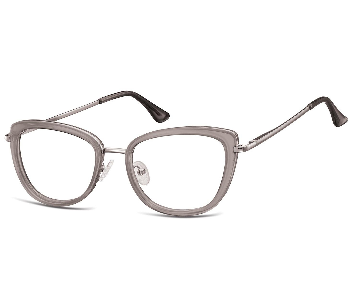 Okulary oprawki korekcyjne kocie oczy zerówki Sunoptic flex MTR-99F szaro-srebrne