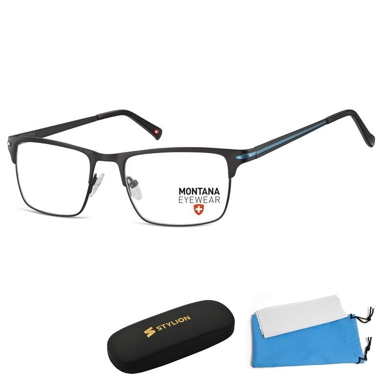 Oprawki korekcyjne okulary optyczne prostokątne Montana flex MM604A czarny + niebieski