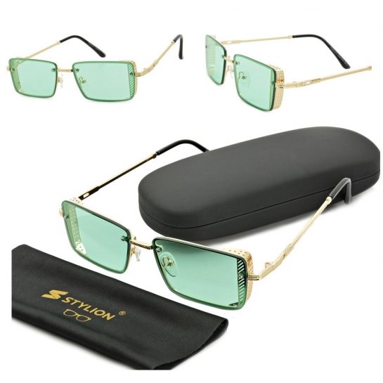 Celebryckie metalowe okulary przeciwsłoneczne złoto zielone CO-294