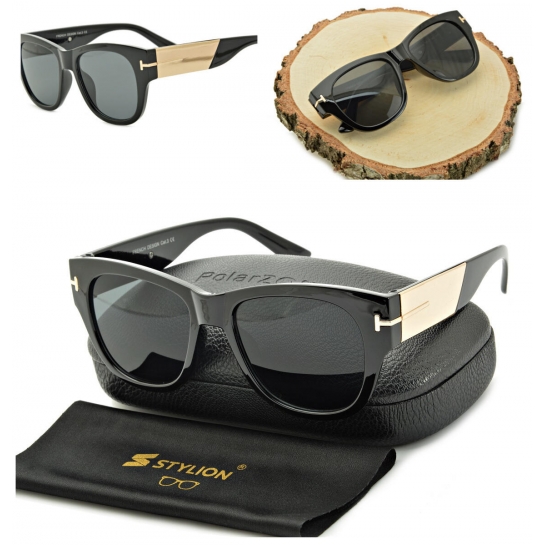 Damskie okulary przeciwsłoneczne czarno-złote CO-370 Exclusive