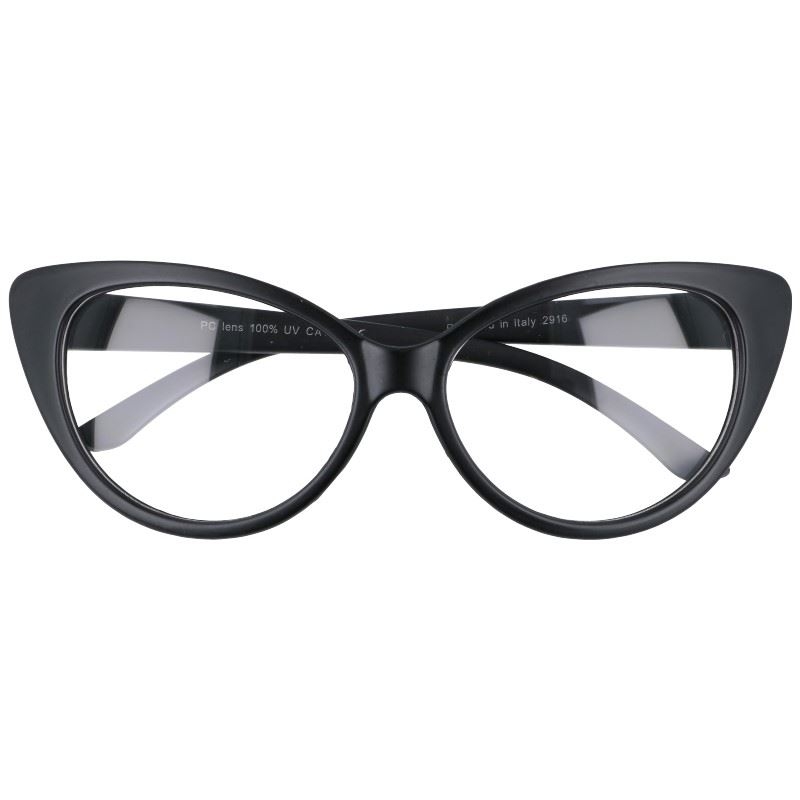 Kocie oczy okulary zerówki czarne matowe kujonki damskie ST210A